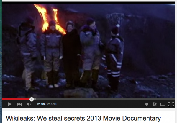 Julian Assange, Birgitta Jonsdottir and company at an Icelandic Volcano